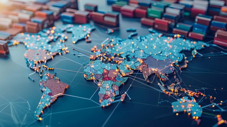 Mapa representativo de logistica internacional