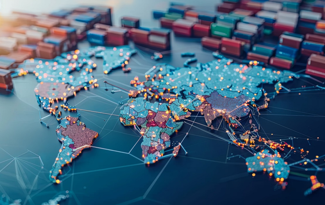 Mapa representativo de logistica internacional