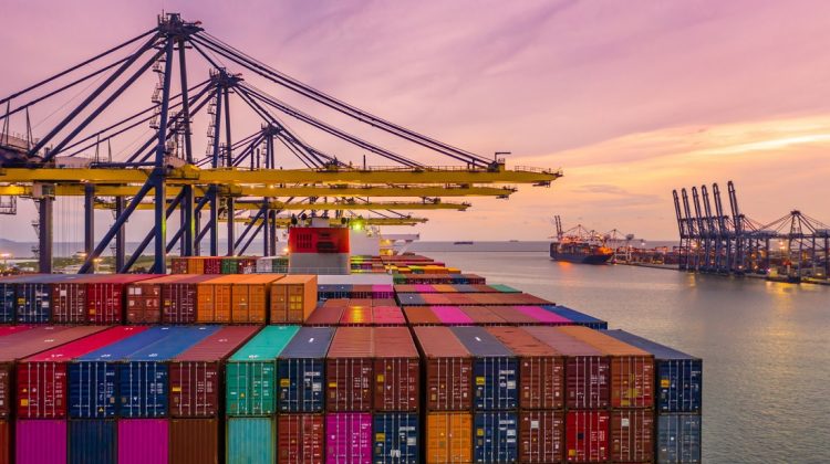 Contenedores de carga en aduana