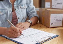 Profesional revisando documentos aduaneros