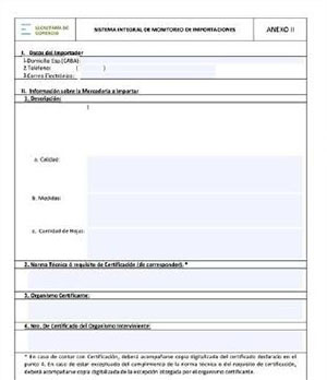 anexo licencia no automatica de importacion